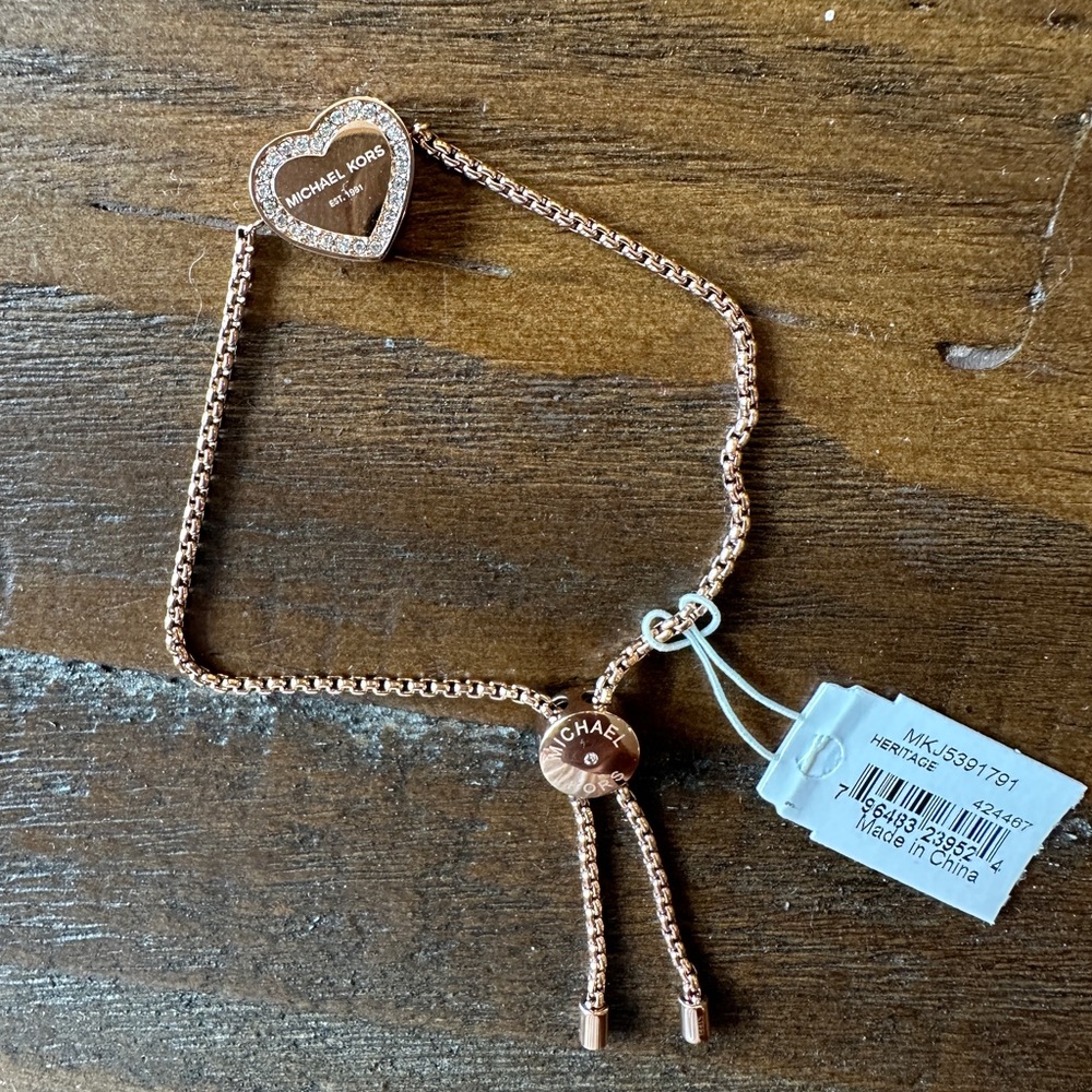 NWT Michael Kors Rose Gold Charm Bracelet